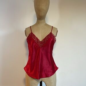 VTG Victorias Secret Lace Camisole Top Small Red Tank Top Satin 90s Y2K Cami